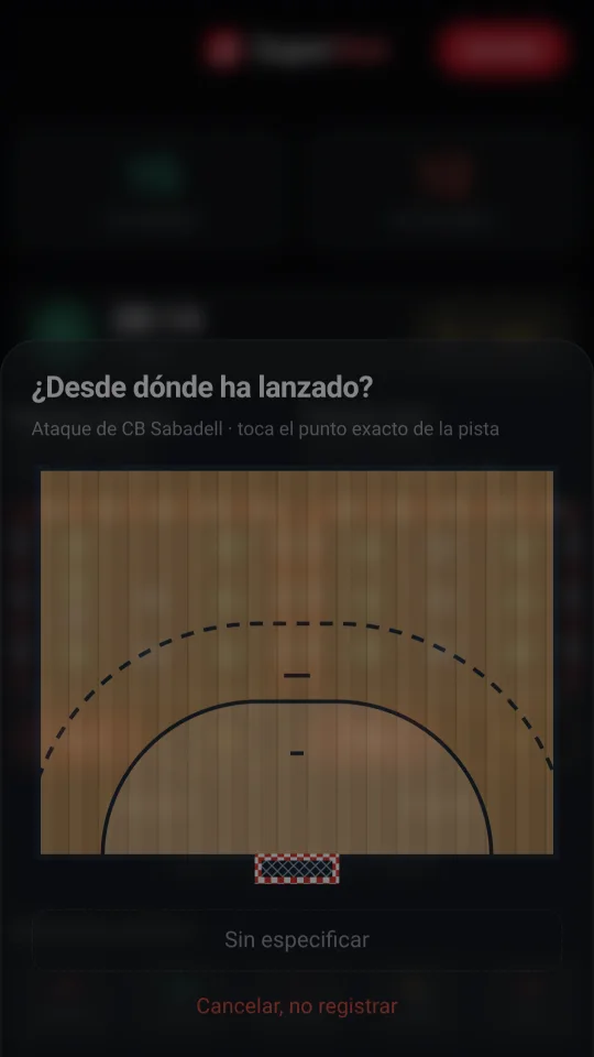 Media pista a escala para marcar de dónde salió el tiro.